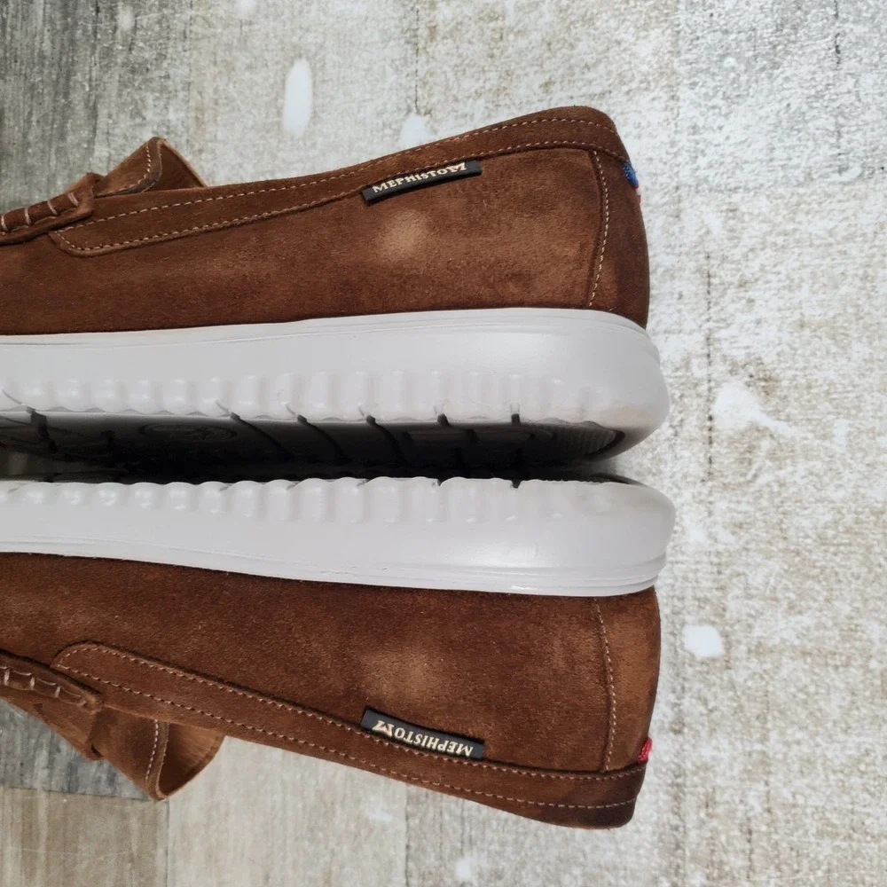 Mephisto Titouan Mens Penny Loafer Shoes Sz 10 Brown White Suede Leather Slip On